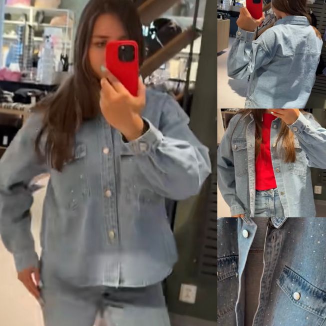 PCTAMRA RHINESTONE DENIM JACKET