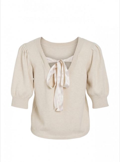 VIRIL S/S BOW DETAIL KNIT TOP/LN