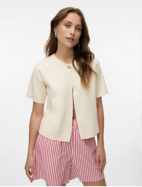 VMGOLD SS O-NECK ONE BUTTON CARDIGAN