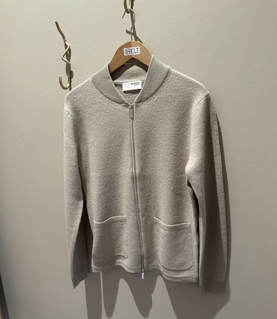 SLHREASON LS KNIT BOILED WOOL ZIP W