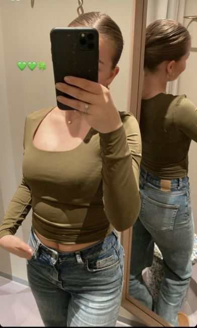 ONLEA L/S 2-WAY DEEP NECK TOP [blå og grønn]
