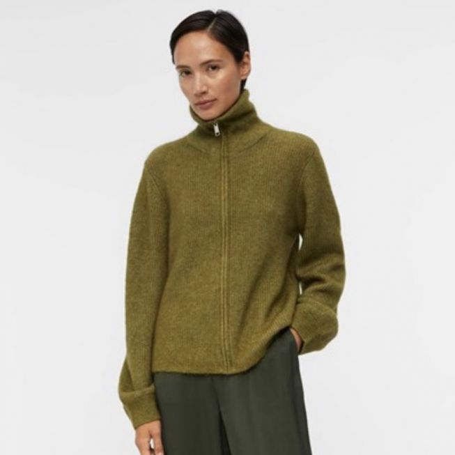 OBJNETE RIB L/S ZIP CARDIGAN 130 DIV