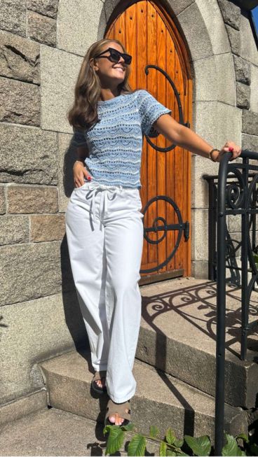 ONLGIANNA MW STRAIGHT JEANS WHITE DOT
