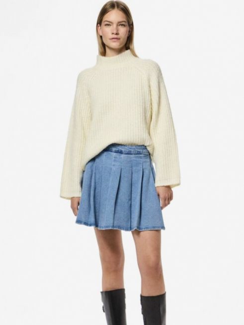 PCSILJE MW PLISSÉ MINI DENIM SKIRT