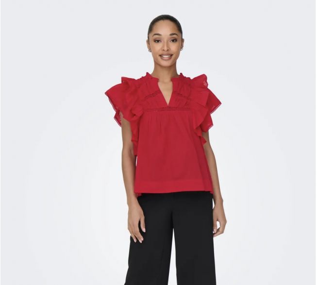 ONLSUNNY LIFE CAPSL FRILL TOP [4 FARGER]