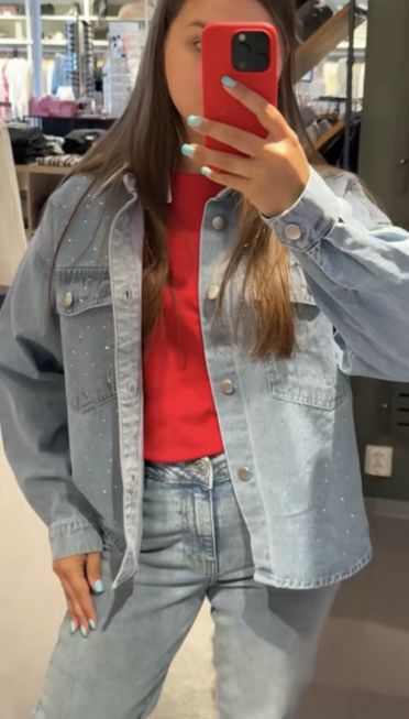 PCTAMRA RHINESTONE DENIM JACKET